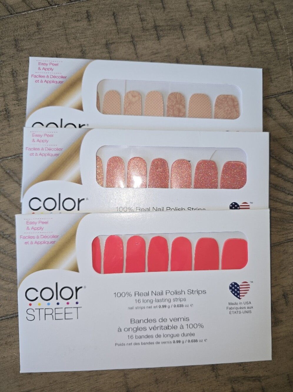 Color Street Nail Strips in Coral, Peach & Pink Trio Pack